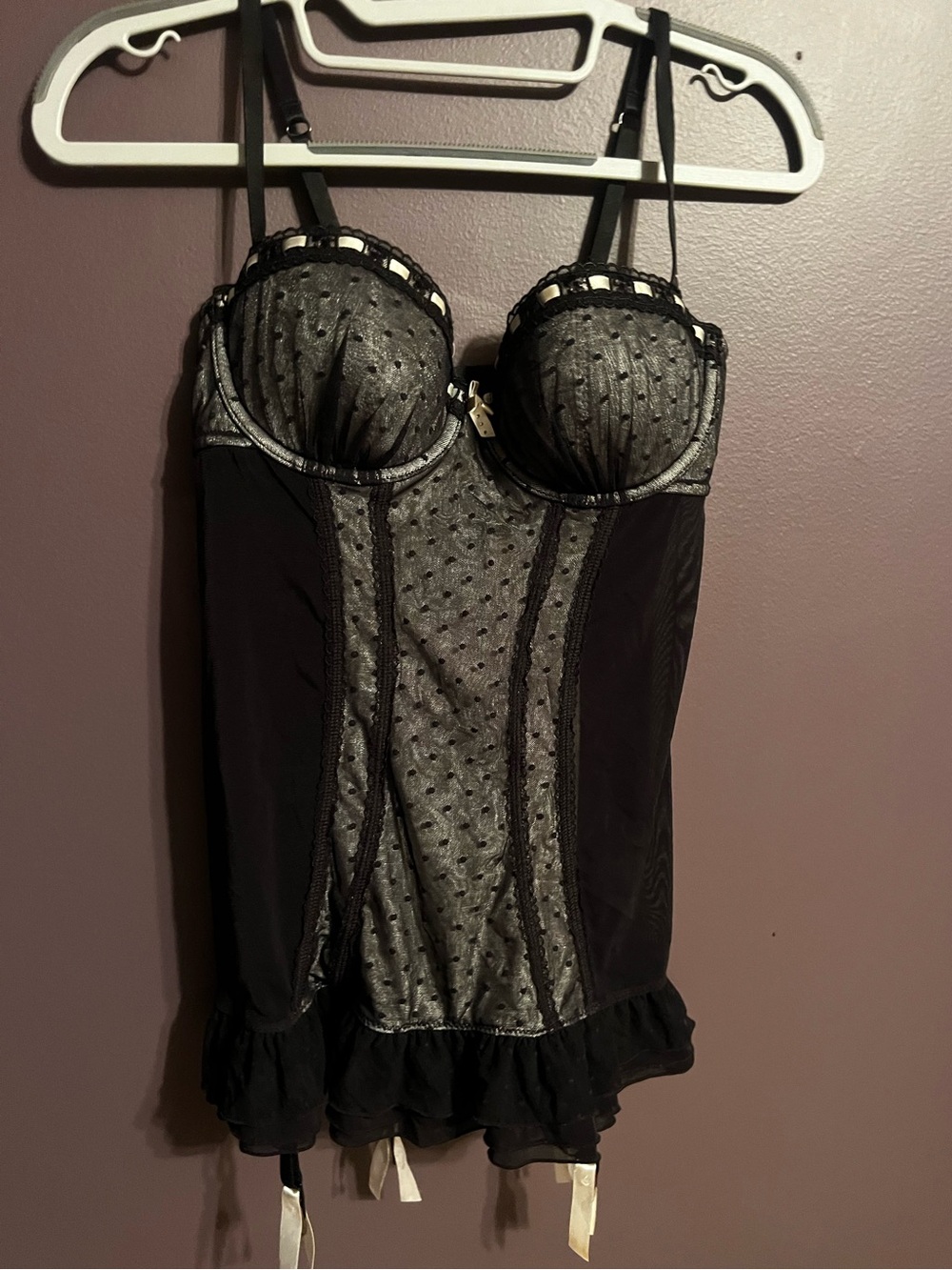 La SENZA Black Lace & Mesh Bustier Chemise